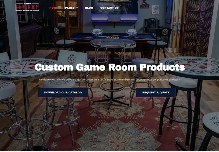 Custom Game Room Products website